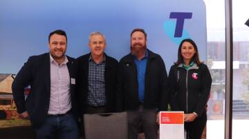 The Telstra team at the ICPA conference manager of rural and regional partnerships Nicholas Stacpoole (left), regional general manager Boyd Brown, regional network adviser Kevin Donnellan and regional engagement manager Eva Colic.