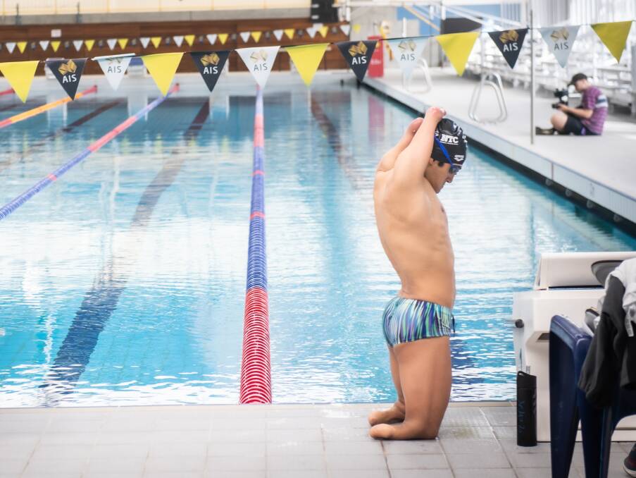 Ahmed Kelly warms up at the AIS. Picture: Karleen Minney
