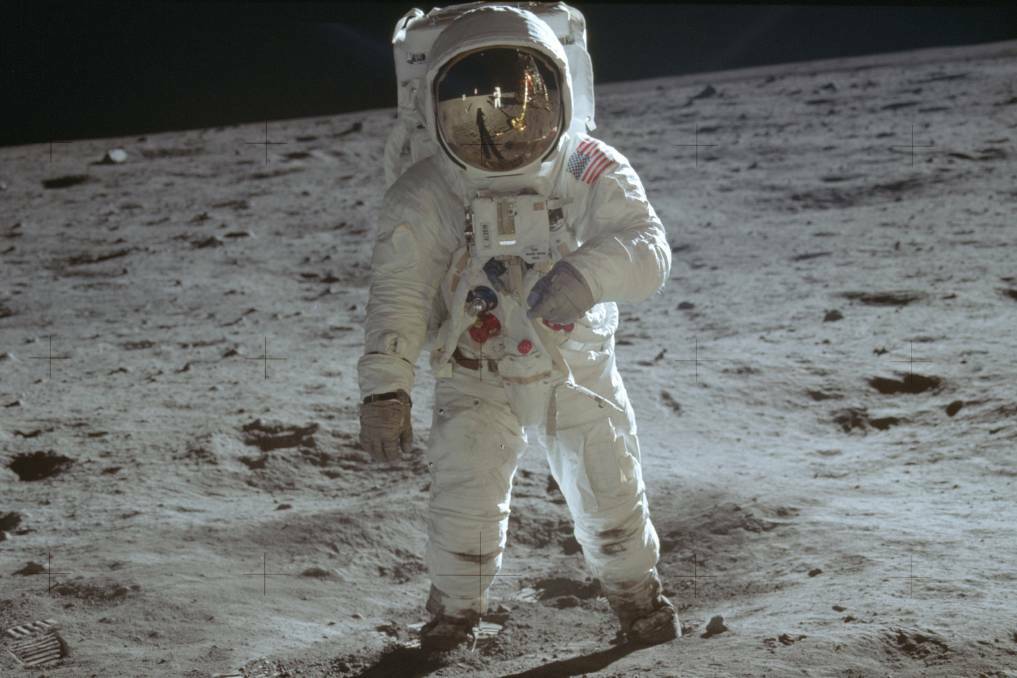 In this July 20, 1969 photo made available by NASA, astronaut Buzz Aldrin, lunar module pilot, walks on the surface of the moon during the Apollo 11 extravehicular activity. Picture: Neil Armstrong/NASA via AP