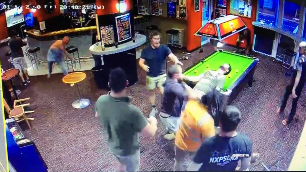 Violent brawl at Tasmanian pub caught on CCTV