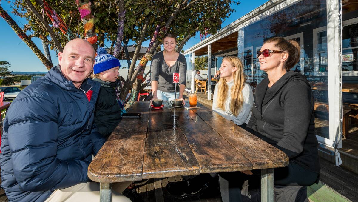 Premier Peter Gutwein with children Finn and Millie and wife Mandy while having a day out in Bridport in June 2020. Picture: Phillip Biggs