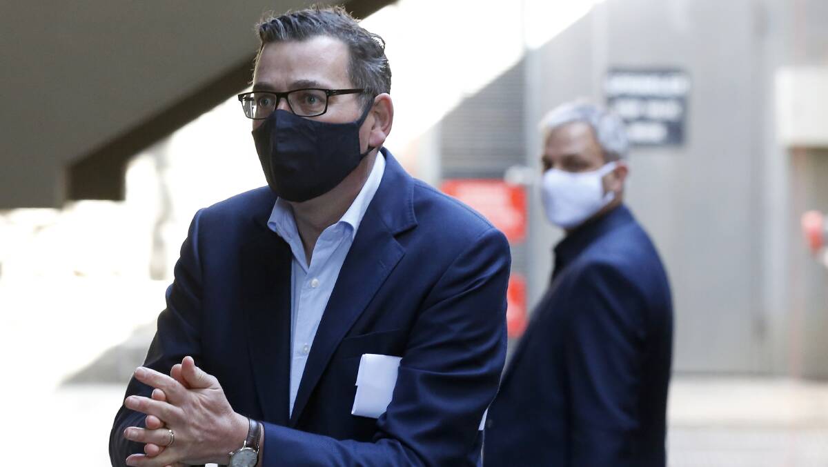 Victoria Premier Daniel Andrews at Friday's daily briefing. Picture: Getty Images