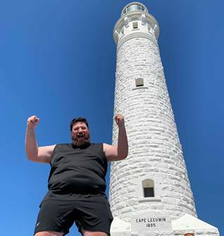 Triple M Southwest's breakfast announcer Allan Aldworth climbed more than 2000 steps to raise money for Give Me 5 For Kids. Image supplied.