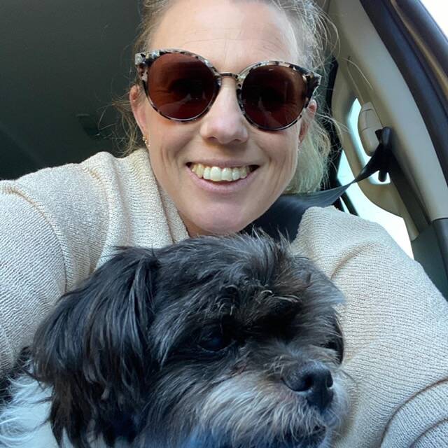 Wagin resident Michelle Andrews was reunited with her dog Jesse after a Busselton vet scanned her microchip seven years after it went missing. Image supplied.