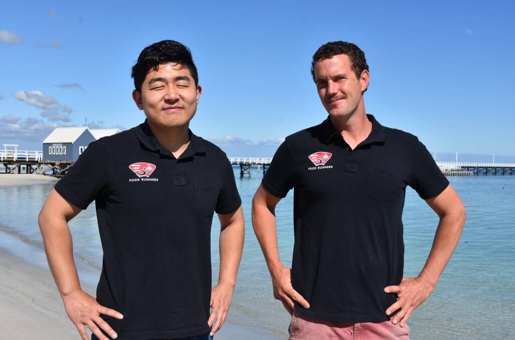 Busselton Food Runners owners Steven Zhang and Andy Reynolds have started a home delivery service bringing restaurant meals to your door.