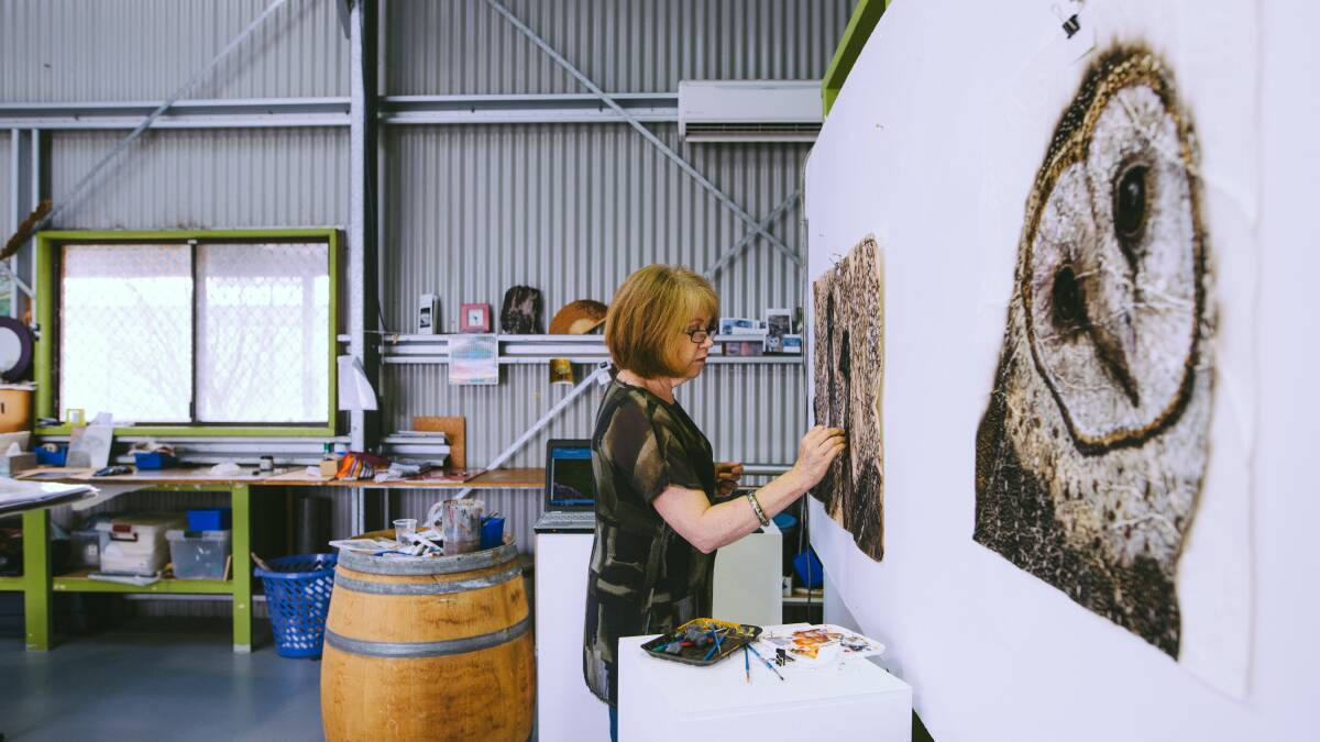 Exhibiting artist Kay Gibson in her Studio. Photo by Elements Margaret River.
