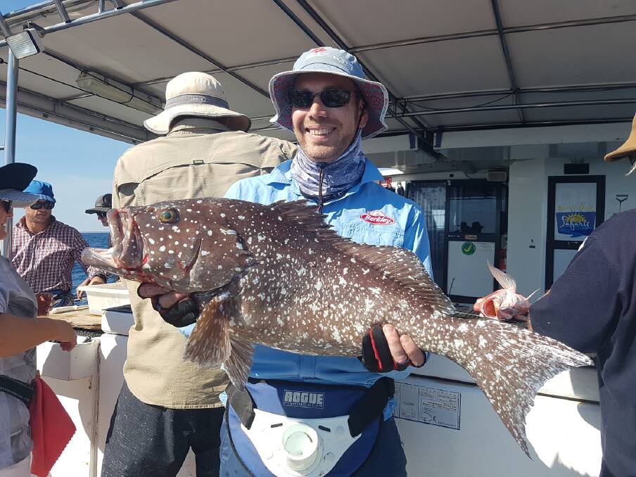 Former SUYS fishing trip winner Ryan Satinovers rankin cod catch at the Montebellos. Image supplied.