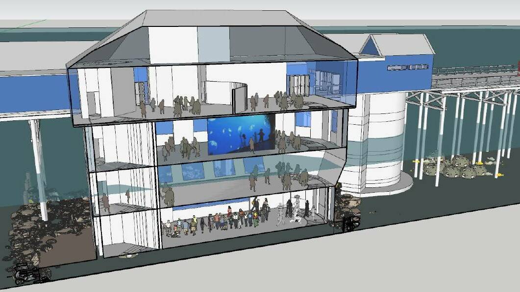Concept design of the Australian Underwater Discover Centre at the end of the Busselton Jetty. Image supplied.
