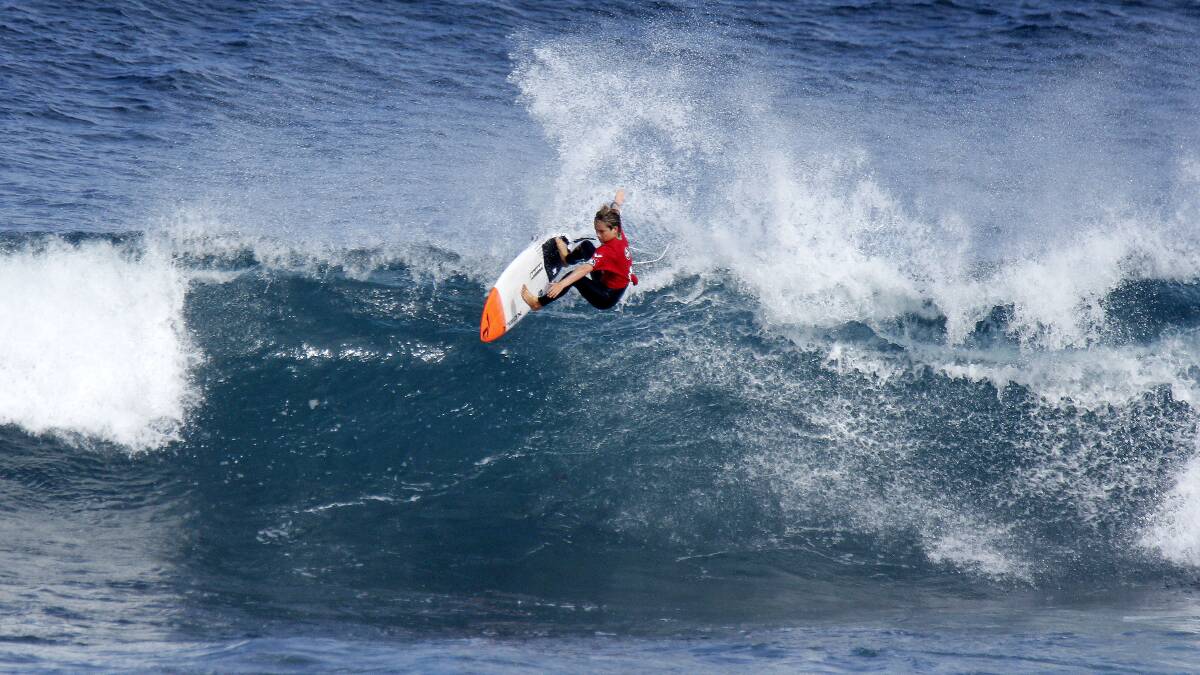 Yallingup surfer Otis North finished in second place in the under 14 grom boys division. Photo by Surfing WA/Majeks