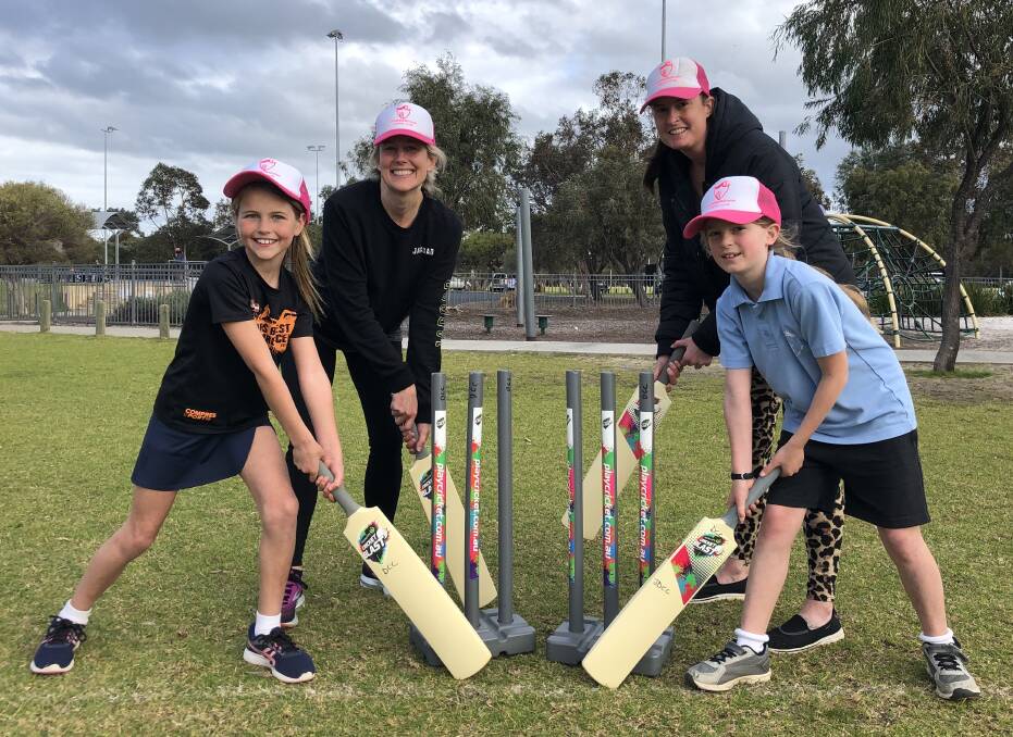 Charlotte Hendrie, Kerry Hendrie, Tenniel York and Luca York at the Dunsborough Cricket Club.