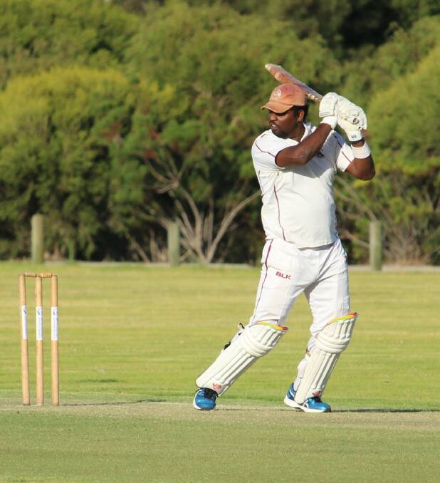 Saturday's hero: Kavy de Silva hit a blistering 76 runs to lead Margaret River Hawks to victory against YOBS in A-Grade cricket at Gloucester Park. Photo: Vanessa Hatton.