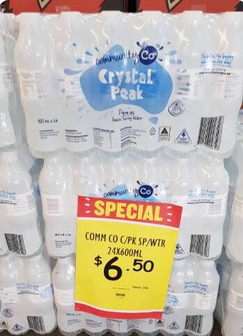 Compare and contrast: The price of a slab of bottled water is more than the going rate for 10,000 litres.