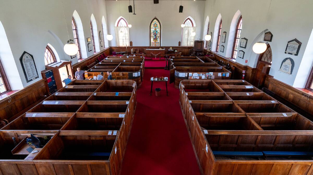 The boxed pews of St Thomas' Anglican Church, opened in 1828.
