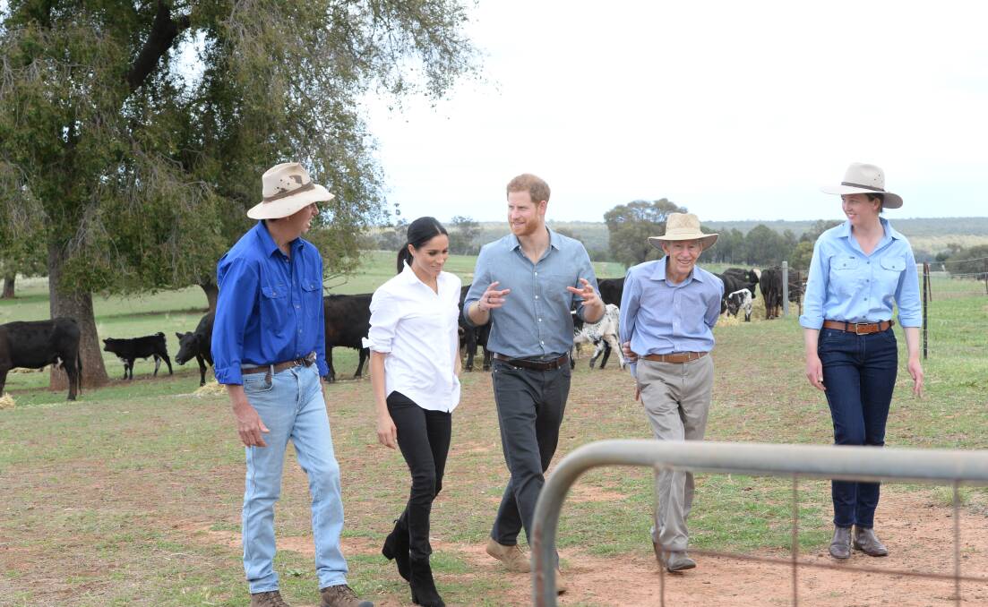 Walking with the farmers at Wongarbon, Harry and Meghan's drought support visit