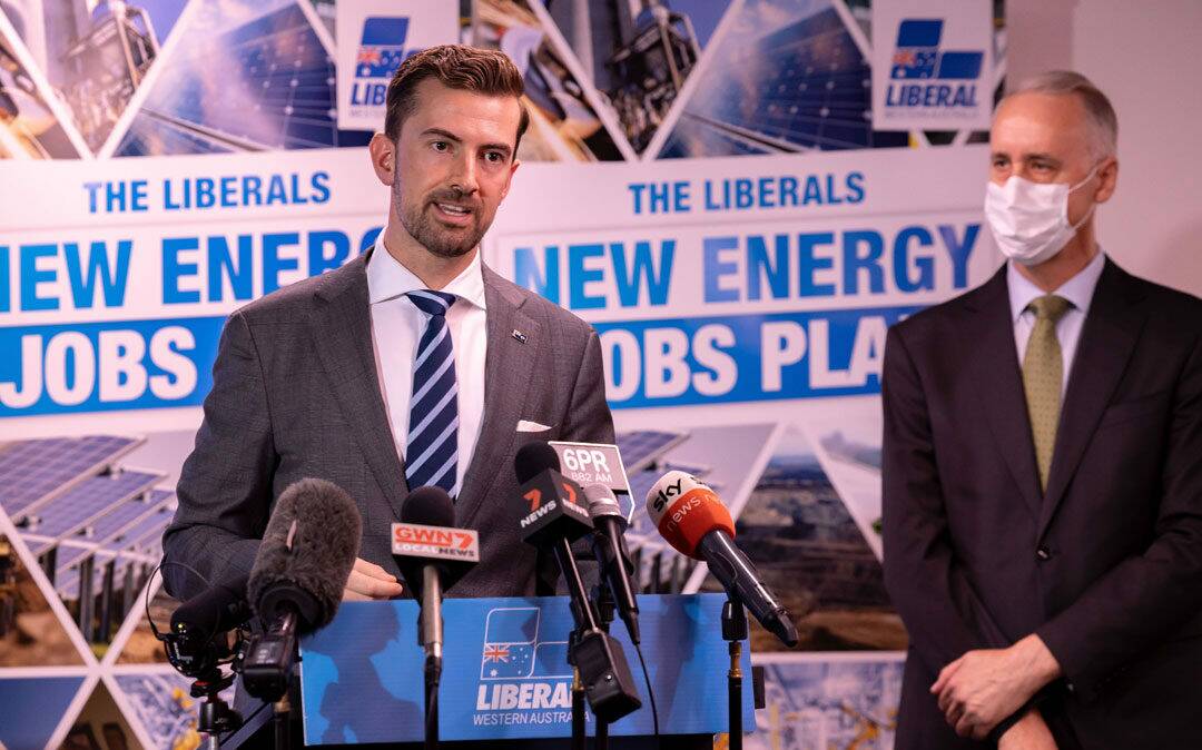 Opposition leader Zak Kirkup announced a $400 million investment into a new renewable energy plan this morning. Photo: Supplied.