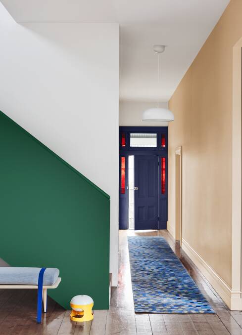 Peach tones, forest greens and deep blues are colours that can be seamlessly intertwined to enhance the space and add your own personality. Photos: Mike Baker/Dulux Australia