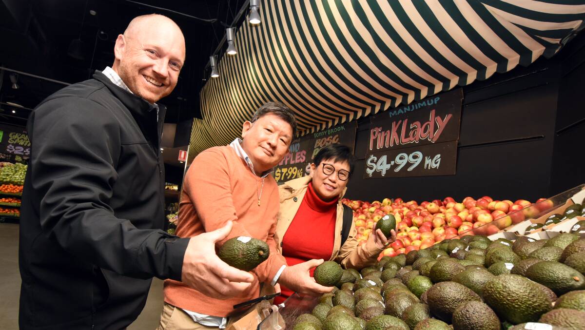 South-West best: South West Development Commission TradeStart Adviser Simon Taylor took Malaysian visitors KB Ang and Vivien Lee to the Bunbury Farmers Market.