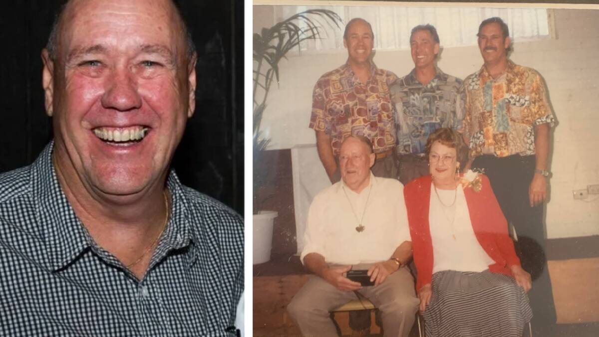OTHER WORLDLY ADVENTURES: Les Feast (left) and pictured with his parents, who both served in World War 2, and brothers (right). Pictures: Supplied.