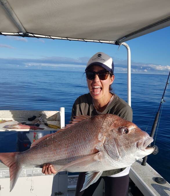 Dunsborough resident Serena Robinson couldn't believe her pink snapper catch over the weekend. Photo is supplied.