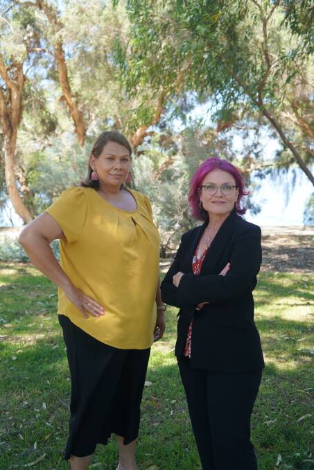 Campaign trail: Greens WA senate candidate Dorinda Cox with Forrest candidate Christine Terrantroy. Picture: Supplied.