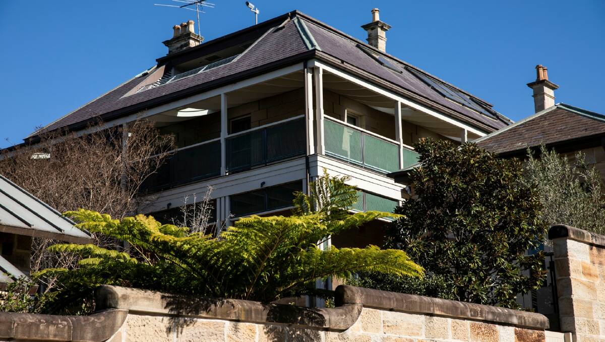The Balmain house Malcolm Young bought in 1981, with a camera on the roof to capture views of the ocean. Picture: Dominic Lorrimer