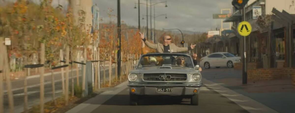 ROAD TRIP: Melbourne band Private Function drive down High Street Wodonga in their film clip for the song titled 'Albury Wodonga'. Picture: SCREENSHOT