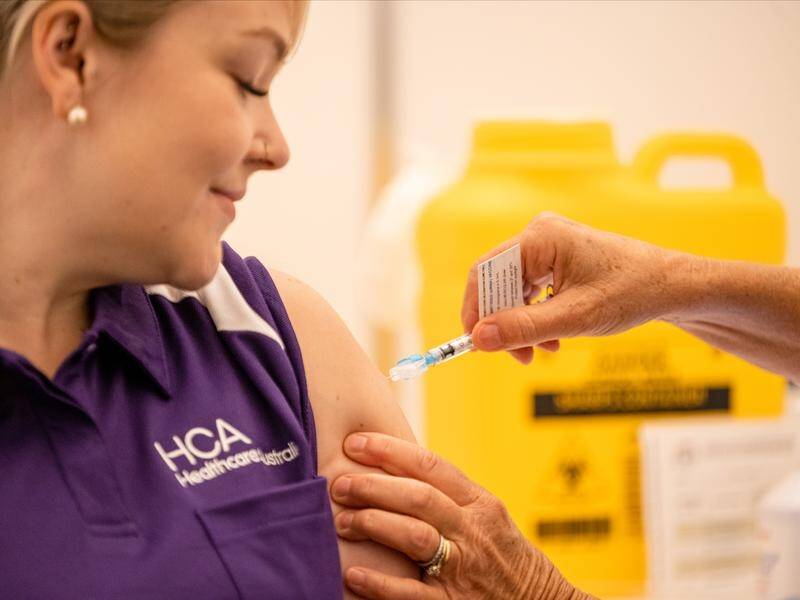 Hotel quarantine nurse Keita Winks received the Pfizer COVID-19 vaccine at the Hyatt in Perth.