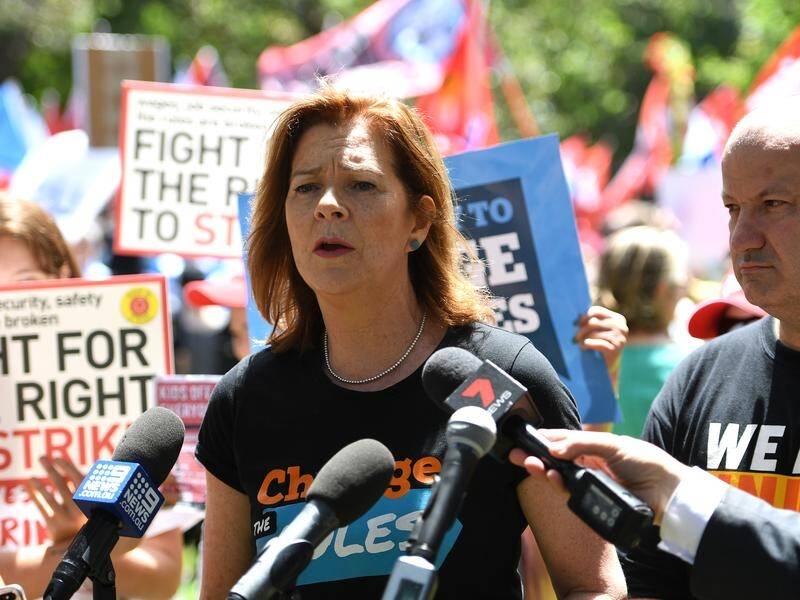 ACTU president Michele O'Neil wants industry super funds to campaign on workplace relations.