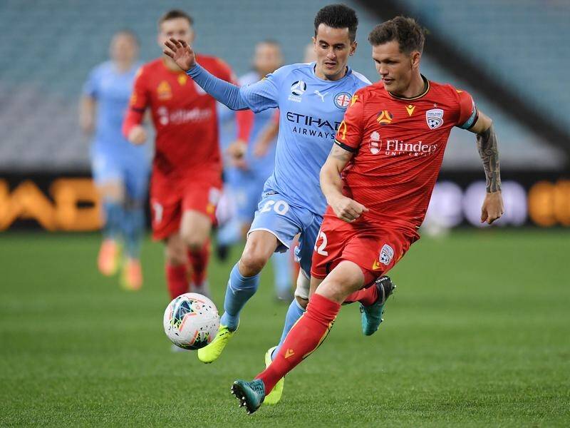 A stoppage-time goal has given Adelaide United a 2-2 draw with Melbourne City in the A-League.