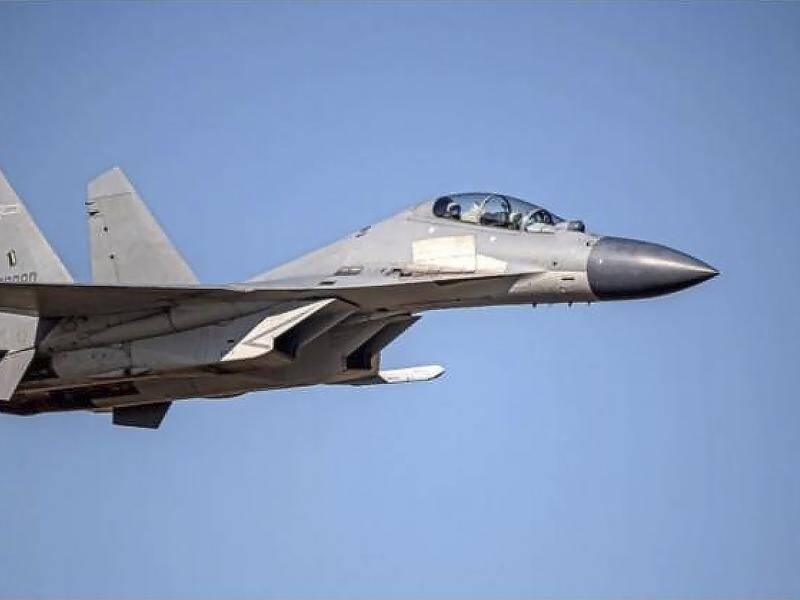 Taiwan's Ministry of Defence says a Chinese PLA J-16 and 23 other fighter jets have flown nearby.