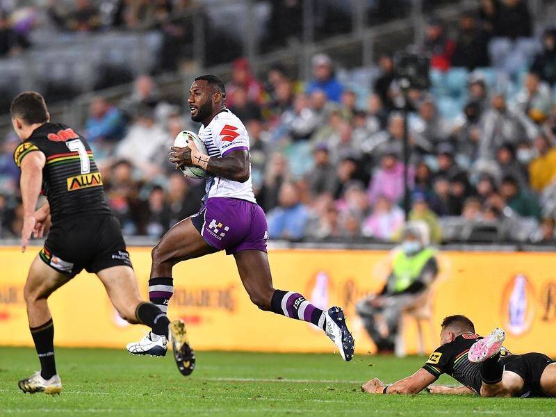 Suliasi Vunivalu was one of Melbourne's first-half tryscorers in the NRL decider against Penrith.