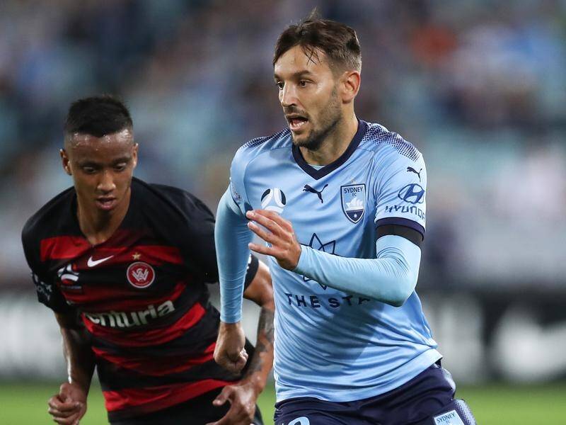 Sydney FC's Milos Ninkovic was on the receiving end of some crunching tackles in the A-League derby.