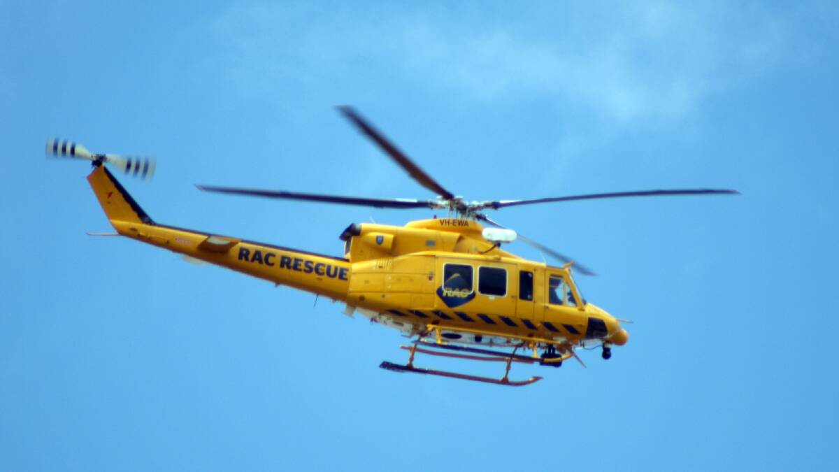 The RAC Rescue helicopter has taken a young man to Royal Perth Hospital after a motorcycle crash.