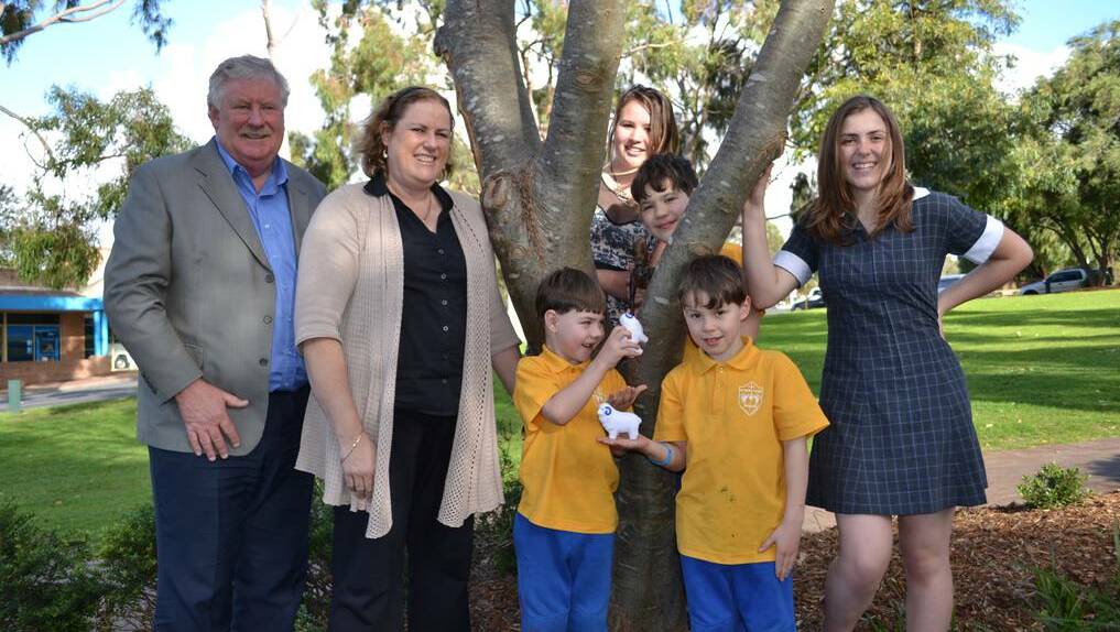 Show time: South West MLC Barry House and Margaret River Ag Show president Kylie Kennaugh celebrate free entry for children with Shaylin Adams, 15, and Jennifer Kennaugh, 15, back, plus Benjamin, 6, Fletcher, 10, and Samuel Morrison, 8. 