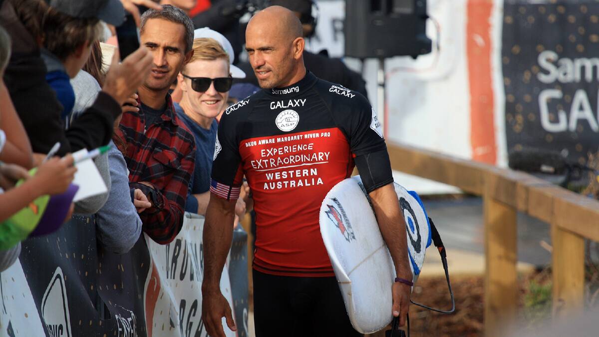 Round two of the men's heats at the Drug Aware Margaret River Pro saw hundreds of spectators and legends of the sport turn out to watch Kelly Slater, John John Florence, Joel Parkinson and a number of others advance through to round three. Photo by Sandy Powell. 