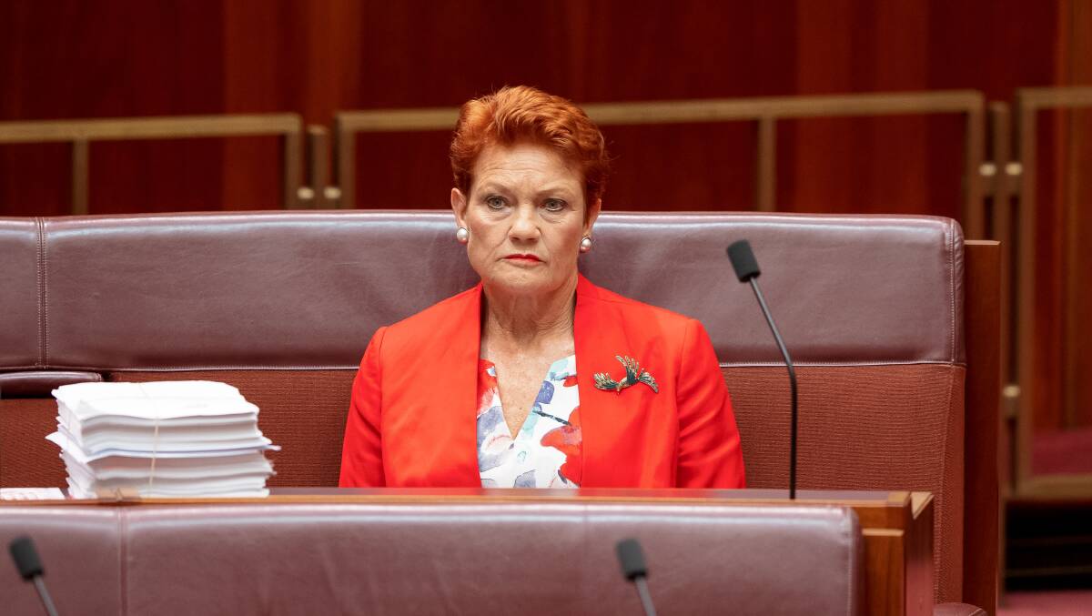 One Nation senator Pauline Hanson's motion to reject critical race theory from the national curriculum was supported by the Coalition. Picture: Sitthixay Ditthavong