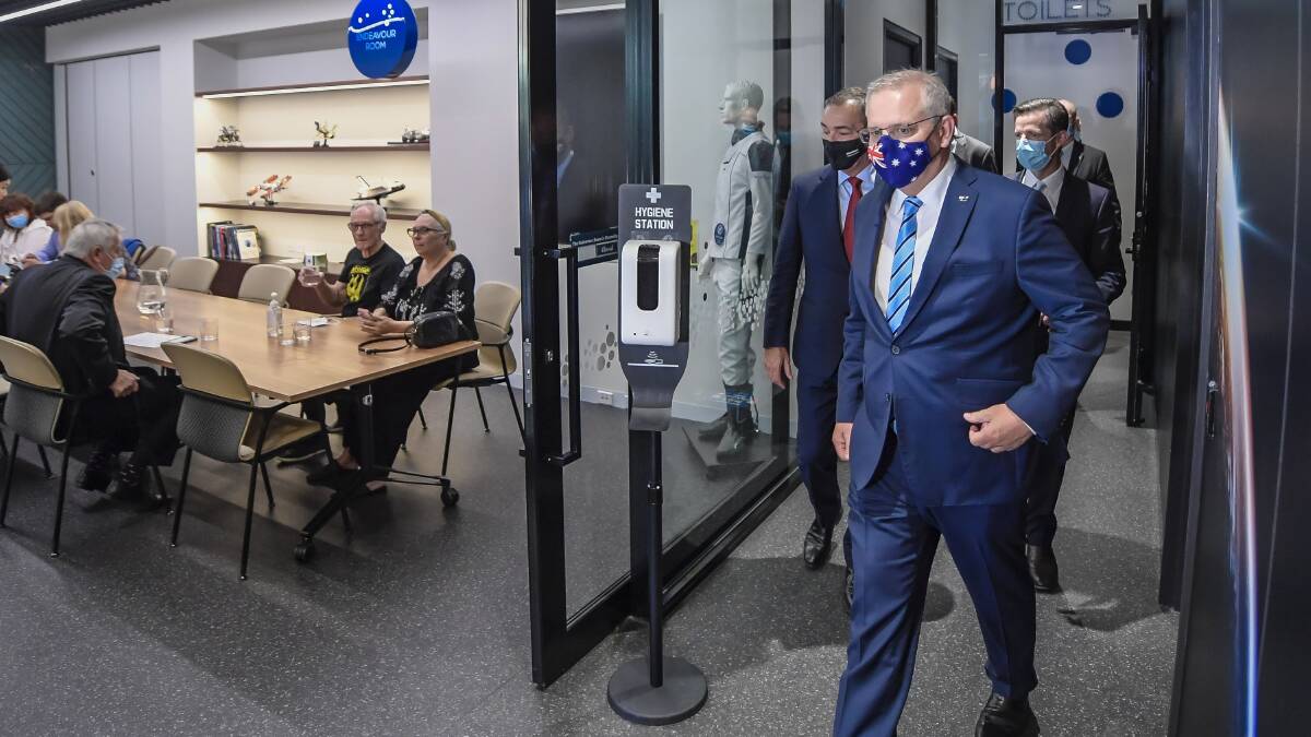 Prime Minister Scott Morrison arrives to meet with Ukrainian community leaders in Adelaide on Friday. Picture: AAP