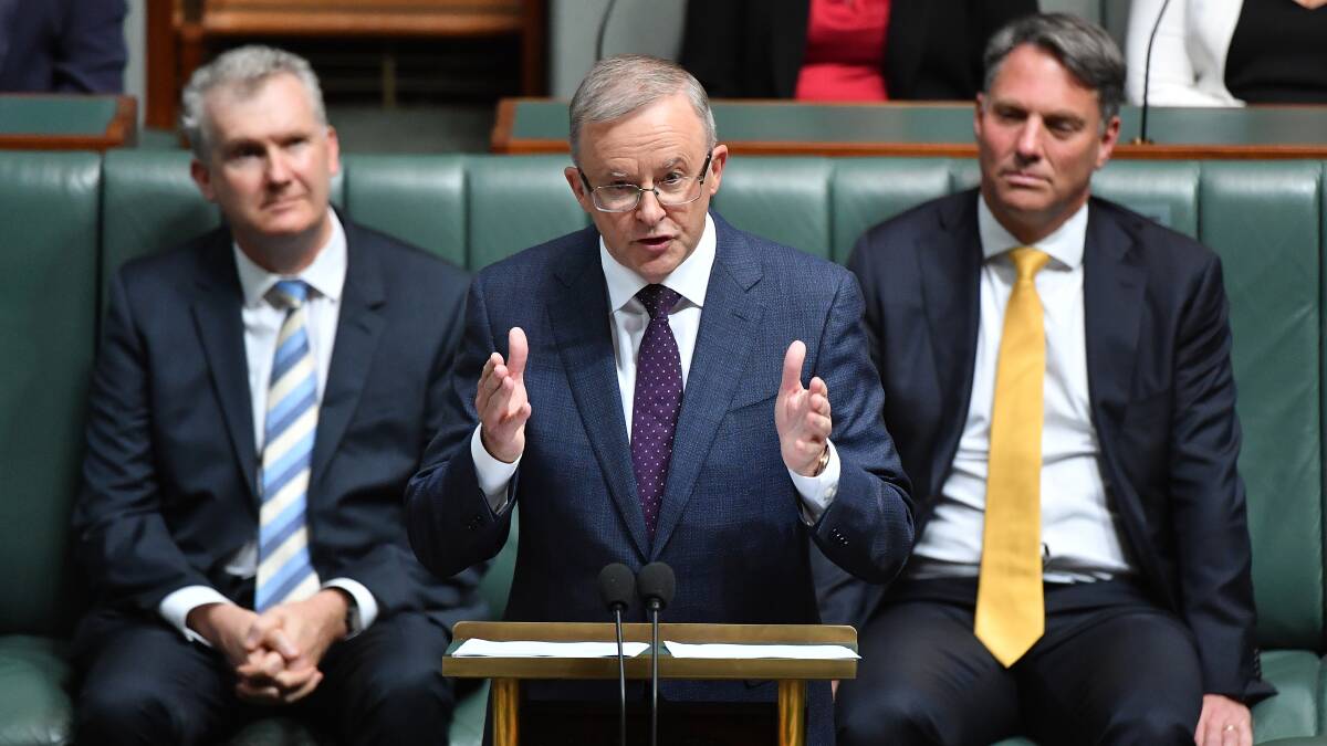 Labor leader Anthony Albanese delivers a budget reply speech in the House of Representatives at Parliament House on May 13 last year. Picture: Getty Images