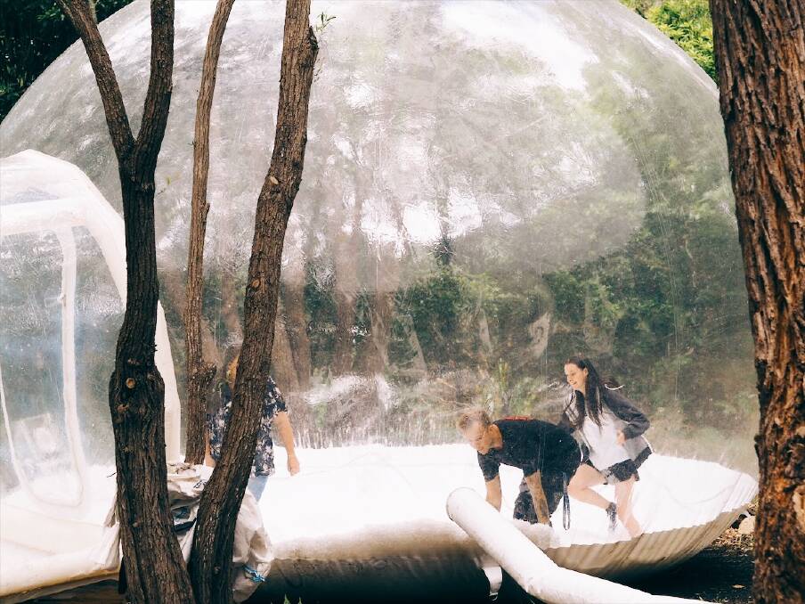 The Margaret River Distilling Co has installed an inflatable snow globe, for adults and kids to experience some faux-snow fun.