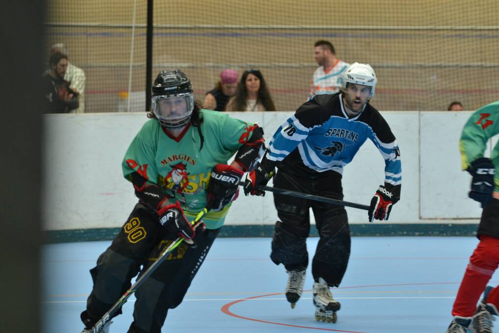Ed Thomas (left) says the sport of street hockey is gaining popularity in Margaret River as the team celebrated a solid performance in Perth last week. Photo: Elisa McGowan