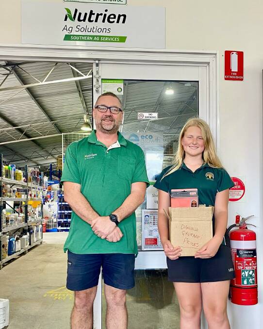 Daniella Gherardi with Chris from Nutrien Margaret River, one of the local businesses supporting her Dog's Day Out fundraiser this Saturday. 