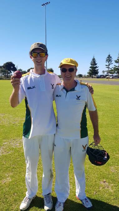 One training session - debut game - a 'lazy' 7 for 13 in what The Hawk has dubbed one of the most unusual games of cricket ever witnessed - new Hawk Blake Gillam (with skipper, Al Wilkie) had a ripper of a debut. 