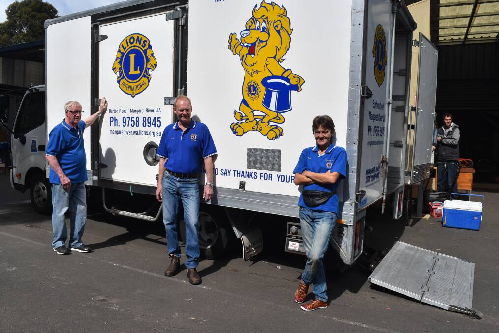 Margaret River Lions Brian Prendergast, Nigel Vangucci and Gudy Hangartner with the new truck. 