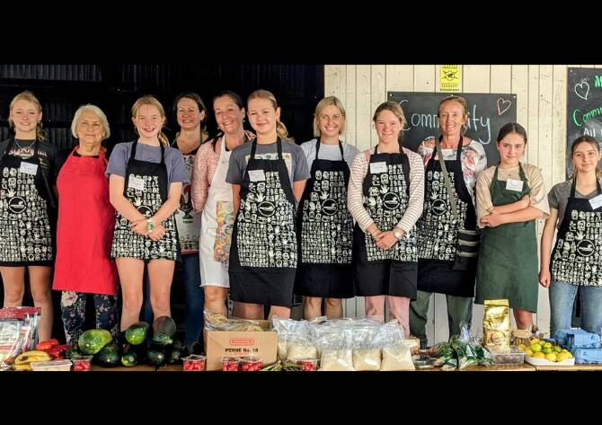 Students from Montessori's Adolescent Program volunteer to help redistribute rescued food at the Margaret River Community Pantry. Picture supplied. 