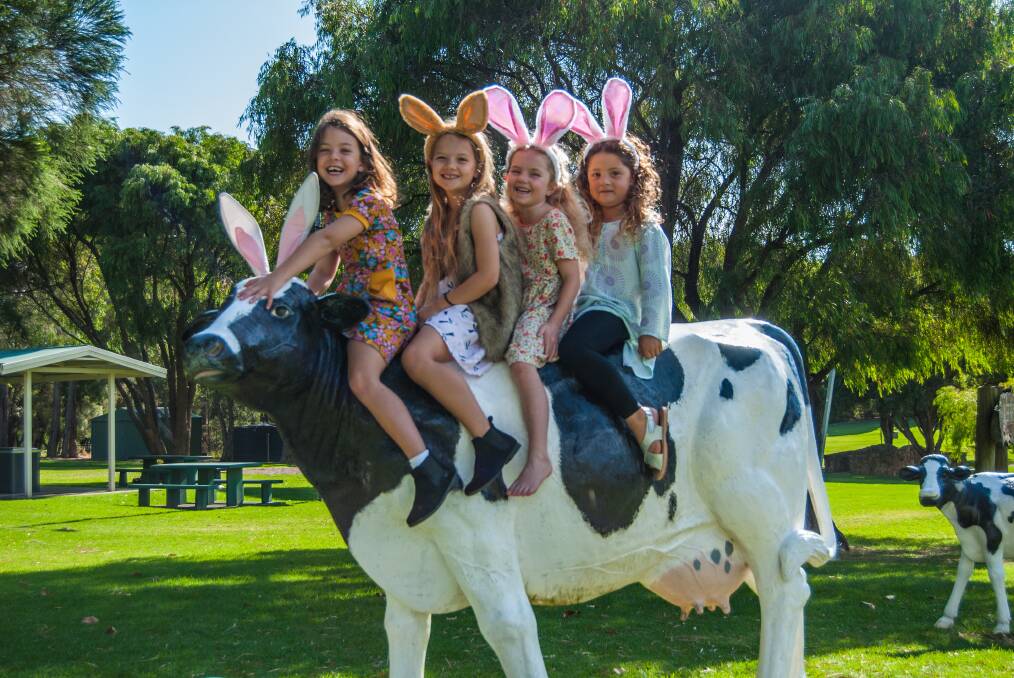 Ready for the Fair: Charlotte Healy, Luana Schelfhout, Marley McDonnell and Koa Gibbons can’t wait for Easter Saturday in Pioneer Park, Cowaramup. Photo: Jonathan Healy Photography.