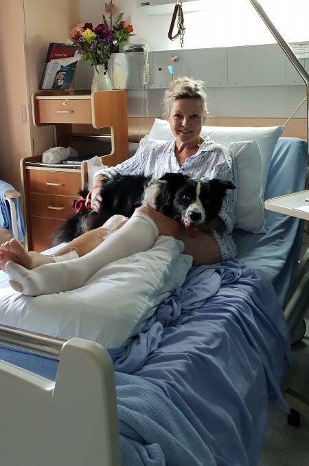 Grateful: Michelle Morrison says having her dog Denver visit during her stay in hospital made all the difference to her recovery. Photo: Supplied.