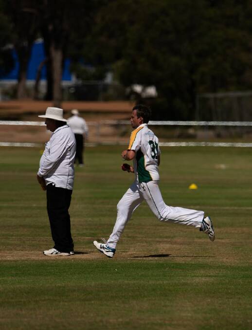 Determined: Hawk Leigh Westcott rebounded well after his first two overs against Dunsborough, taking 3/11 in his final 4 overs. Photo: Mainbreak Photography