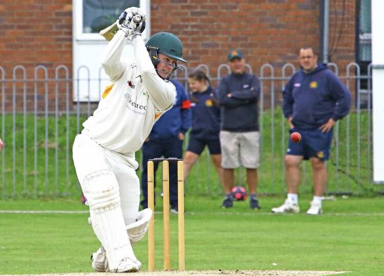 RECORD-MAKER: Opening batsman Lewis Smith shows the style that has earned him the mantle of Vasses first ever centurion in A-Grade cricket. Photo supplied.