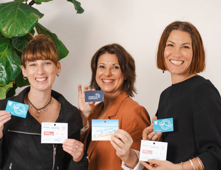 Melissa Rose D'Ath, Annie McFie and Jane Butler from the Margaret River Business Network with the new Margaret River Region Gift Card. 