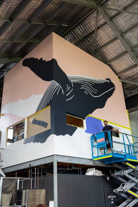 Artist Ian Daniell begins his mural at Shelter Brewing Co in Busselton. Picture: Lewis French